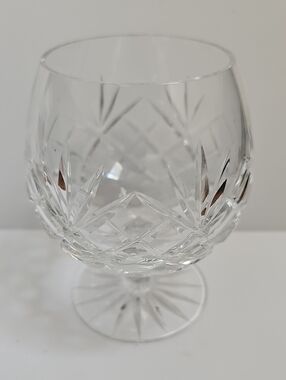 Vintage Cut Crystal Brandy Snifter Glass - Diamond & Fan Pattern